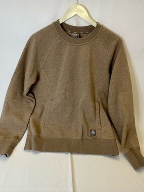 ariat Women’s Medium rebar Lightweight fleece Crewneck Sweatshirt oatmeal Heathe